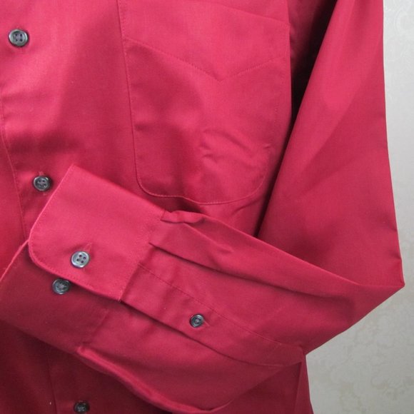 MEN'S DARK RED SHIRT, XL, 17.5" x 35" DRESS or CASUAL LONG SLEEVE- NWOT, HOLIDAY - Picture 4 of 7
